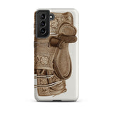 Leather Side Saddle - Frank C. Barks Equestrian Phone Case Samsung Galaxy S21 Plus / Matte Detailed Sepia-toned Illustration Ornate Leather