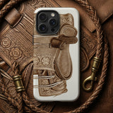 Leather Side Saddle - Frank C. Barks Equestrian Phone Case White Phone Case Detailed Brown Leather Saddle Design Equestrian Art Iphone