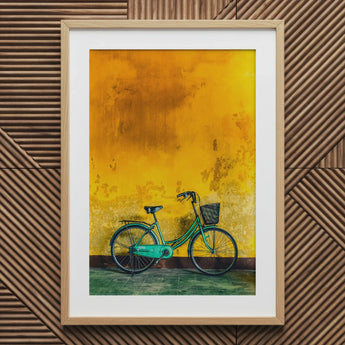 Lemon Lime - Hoi an Vietnam Bicycle Art Print / Canvas Framed Teal Black Basket Textured, Arresting, Vietnam’s Past Prints