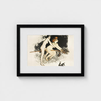 Les Sorcieres Ou Tandem - Jean Veber Art Print / Canvas Two Witches Fuse, Vebar, Ocher Air Prints