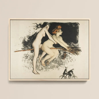 Les Sorcieres Ou Tandem - Jean Veber Art Print / Canvas, 16x12’’ / 41x31cm / Natural Frame, Posters Prints & Visual Artwork, Toby Leon
