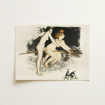 Les Sorcieres Ou Tandem - Jean Veber Art Print / Canvas, 16x12’’ / 41x31cm / Unframed / no Border, Posters Prints & Visual Artwork, Toby