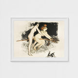 Les Sorcieres Ou Tandem - Jean Veber Art Print / Canvas Two Witches Fuse, Vebar, Ocher Air Prints