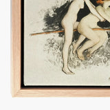 Les Sorcieres Ou Tandem - Jean Veber Art Print / Canvas Framed Monochromatic Sketch Nude Figures Artistic Two Witches Fuse, Vebar, Ocher