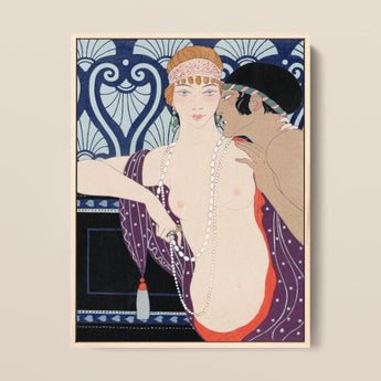 Les Trois Beautes De Mnasidika - George Barbier Art Print / Canvas, 12x16’’ / 31x41cm / Natural Frame, Posters Prints & Visual Artwork,