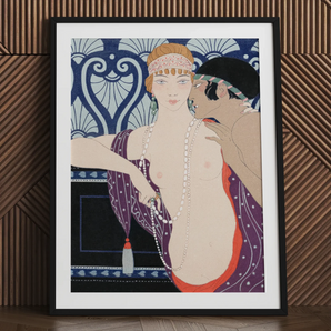 Les Trois Beautes De Mnasidika - George Barbier Art Print, 24x32’’ / 61x81cm / Black Frame / Matboard, Posters Prints & Visual Artwork,