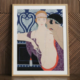 Les Trois Beautes De Mnasidika - George Barbier Art Print / Canvas Deco-style Framed Two Figures Elegant Stylized, Deco Masterpiece Prints