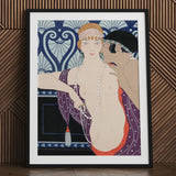 Les Trois Beautes De Mnasidika - George Barbier Art Print / Canvas Deco-style Framed Two Women Elegant Stylized, Deco Masterpiece Prints
