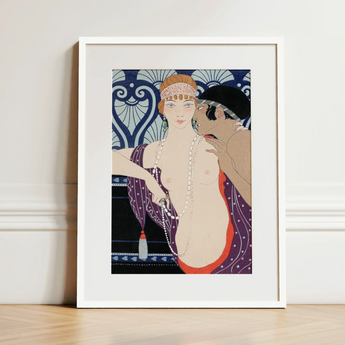 Les Trois Beautes De Mnasidika - George Barbier Art Print / Canvas Art Print White Frame Deco Illustration Two Women George Barbier Art,