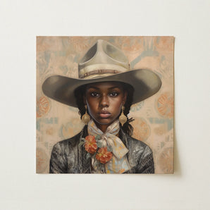 Letitia - Black Lesbian Cowgirl Art Print / Canvas, 12x12’’ / 31x31cm / Unframed / no Border, Posters Prints & Visual Artwork, Toby Leon
