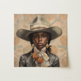 Letitia - Black Lesbian Cowgirl Art Print / Canvas, 12x12’’ / 31x31cm / Unframed / no Border, Posters Prints & Visual Artwork, Toby Leon