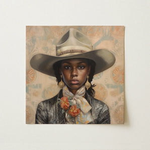 Letitia - Black Lesbian Cowgirl Art Print / Canvas, Lesbian Cowgirl Art, Elegant Outlaw Reminding, Black Lesbian Cowgirl