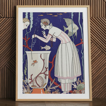 L’étourdissant Petit Poisson - Stampa d’arte di George Barbier, 24x32’’ / 61x81cm / Cornice naturale / Passe-partout, Poster, stampe e opere d’arte visiva,