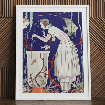 L’étourdissant Petit Poisson - Stampa d’arte di George Barbier, 24x32’’ / 61x81cm / Cornice bianca / Passe-partout, Poster, stampe e opere d’arte visiva, Toby