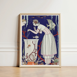 Artistic Framed Print Woman Art Deco Style White George Barbier’s L’étourdissant, Petit Poisson, Mesmerizing Underwater Realm