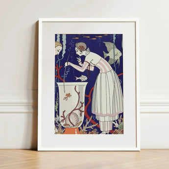 L’étourdissant Petit Poisson - George Barbier Art Print / Canvas Artistic Framed Woman Deco Style White Barbier’s L’étourdissant,