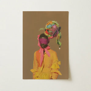Liberty - Neo-baroque Afrofuturist Fashion Art Print / Canvas Vibrant Colorful Portrait Print Person Yellow Ruffled Dress Afrofuturist