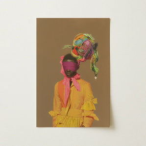 Liberty - Neo-baroque Afrofuturist Fashion Art Print / Canvas Vibrant Colorful Portrait Person Yellow Ruffled Dress, Vintage, Prints