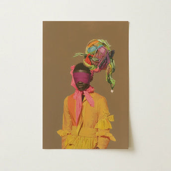Liberty - Neo-baroque Afrofuturist Fashion Art Print / Canvas Vibrant Colorful Portrait Person Yellow Ruffled Dress, Vintage, Prints