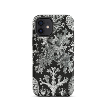Lichenes Flechten - Ernst Haeckel Phone Case Iphone 12 / Matte Black Phone Case White Coral Pattern Haeckel Iphone Case, Ancient Stones,