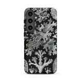 Lichenes Flechten - Ernst Haeckel Phone Case Samsung Galaxy S24 Plus / Matte Black Phone Case Intricate Silver Coral Lichen Patterns