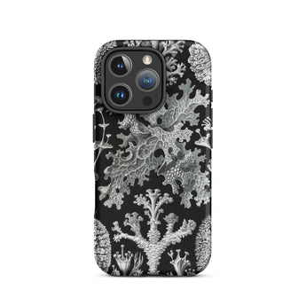 Lichenes Flechten - Ernst Haeckel Phone Case Iphone 16 Pro / Matte Black Phone Case White Coral Pattern Haeckel Iphone Case, Ancient