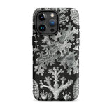 Lichenes Flechten - Ernst Haeckel Phone Case Iphone 15 Pro Max / Matte Black Phone Case White Coral Pattern Haeckel Iphone Case, Ancient