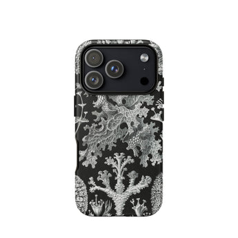 Lichenes Flechten - Ernst Haeckel Phone Case Iphone 17 Pro / Matte Black White Coral-patterned Phone Case Textured Design Made Haeckel