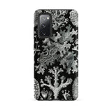 Lichenes Flechten - Ernst Haeckel Phone Case Samsung Galaxy S20 Fe / Matte Black Phone Case Adorned Intricate Silver-toned Coral Lichen