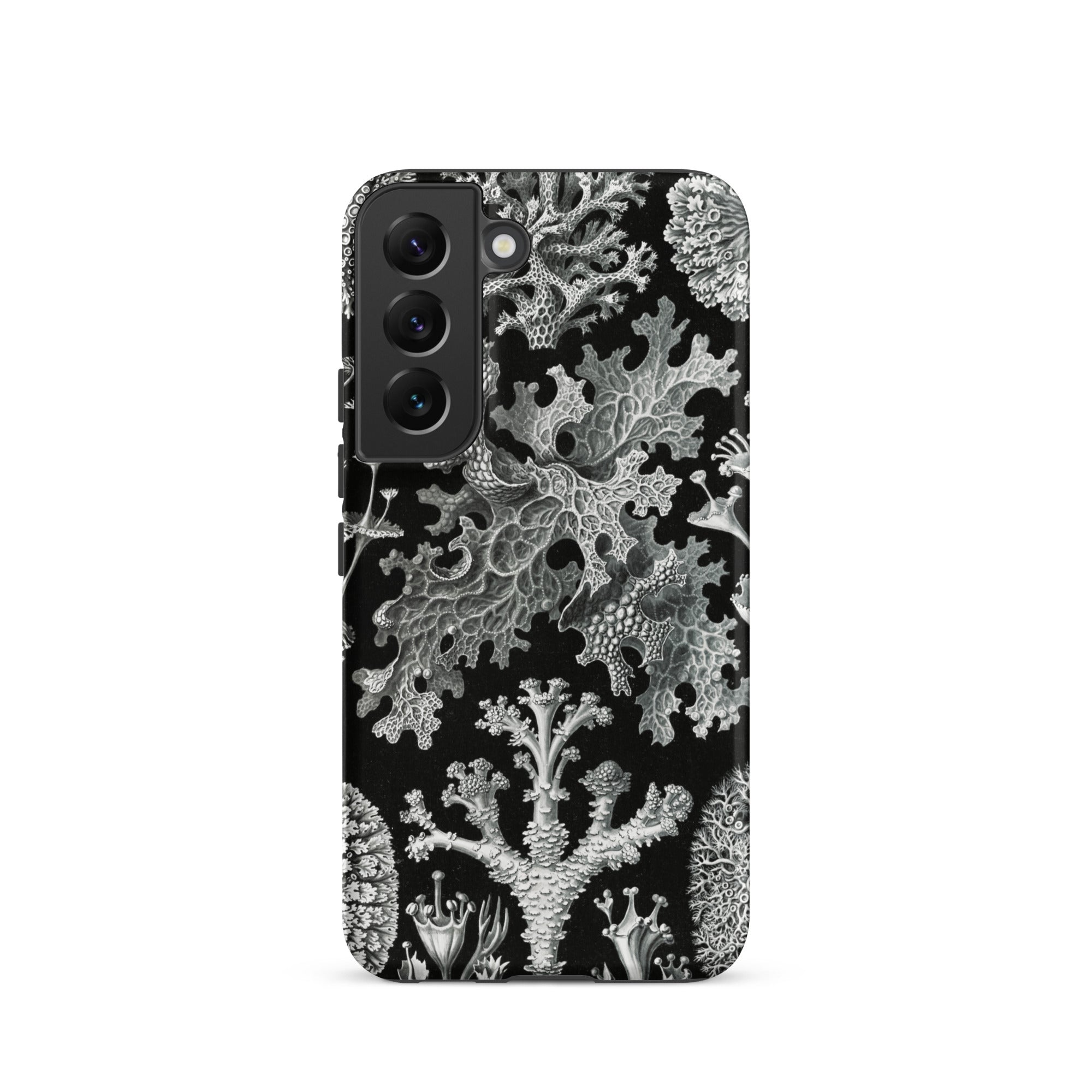 Lichenes Flechten - Ernst Haeckel Samsung Case, Galaxy S22 / Matte, Black Phone Case Detailed White Coral Lichen Pattern
