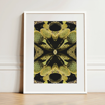 Life on Mars - Trippy Botanical Op Art Print / Canvas, 12x16’’ / 31x41cm / White Frame / Matboard, Posters Prints & Visual Artwork, Toby