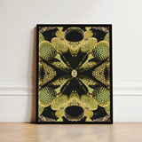 Framed Abstract Cactus Art Print Symmetrical Kaleidoscopic Design Cacti Reign Supreme, Trippy Botanical Succulent, Xeriscape Odyssey