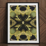 Life on Mars - Trippy Botanical Op Art Print / Canvas Black-framed Symmetrical Kaleidoscopic Design Green Cactus Cacti Reign Supreme,