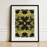 Life on Mars - Trippy Botanical Op Art Print / Canvas Framed Symmetrical Kaleidoscopic Design Green Cacti Reign Supreme, Succulent,