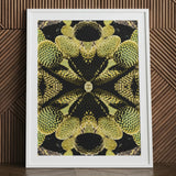Life on Mars - Trippy Botanical Op Art Print / Canvas Framed Symmetrical Kaleidoscopic Design Green Cacti Reign Supreme, Succulent,