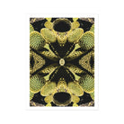 Life on Mars - Trippy Botanical Op Art Print, Kaleidoscopic Pattern Black Yellow Geometric Shapes Arranged Symmetrical