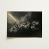 Lightning Struck a Flock of Witches - William Holbrook Beard Art Print / Canvas Darkly Painted Skeletal Figures White Garments Caught,