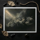 Lightning Struck a Flock of Witches - William Holbrook Beard Art Print / Canvas Framed Artwork Dramatic Dark-toned Scene Figures Motion