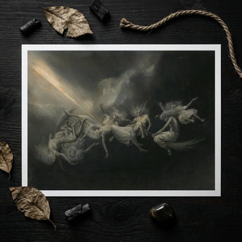 Lightning Struck a Flock of Witches - William Holbrook Beard Art Print / Canvas, 16x12’’ / 41x31cm / Unframed / White Border, Posters