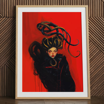 Lilith - Sapphic Witch Art Print / Canvas, 24x32’’ / 61x81cm / Natural Frame / Matboard, Posters Prints & Visual Artwork, Toby Leon