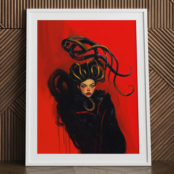 Lilith - Sapphic Witch Art Print / Canvas, 24x32’’ / 61x81cm / White Frame / Matboard, Posters Prints & Visual Artwork, Toby Leon