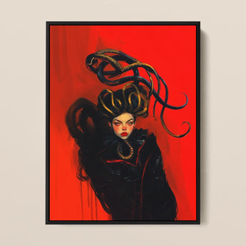 Lilith - Sapphic Witch Art Print / Canvas, 12x16’’ / 31x41cm / Black Frame, Posters Prints & Visual Artwork, Toby Leon