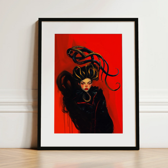 Lilith - Sapphic Witch Art Print / Canvas, 12x16’’ / 31x41cm / Black Frame / Matboard, Posters Prints & Visual Artwork, Toby Leon