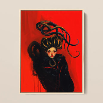 Lilith - Sapphic Witch Art Print / Canvas, 12x16’’ / 31x41cm / Natural Frame, Posters Prints & Visual Artwork, Toby Leon