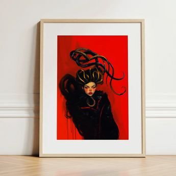 Lilith - Sapphic Witch Art Print / Canvas, 12x16’’ / 31x41cm / Natural Frame / Matboard, Posters Prints & Visual Artwork, Toby Leon