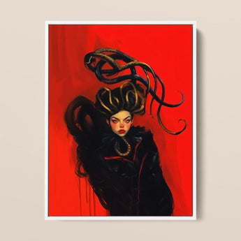 Lilith - Sapphic Witch Art Print / Canvas, 12x16’’ / 31x41cm / White Frame, Posters Prints & Visual Artwork, Toby Leon
