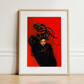 Lilith - Sapphic Witch Art Print / Canvas Framed Artwork Stylized Portrait Woman Black Gold Serpentine, Prints