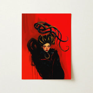 Lilith - Sapphic Witch Art Print / Canvas Red Stylized Portrait Woman Intricate Black, Prints