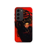Lilith - Sapphic Witch Samsung Case, Galaxy S23 / Matte, Black Smartphone Case Vibrant Red Background Artistic Depiction
