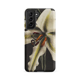 Lily - Ogawa Kazumasa Floral Art Phone Case Samsung Galaxy S21 Fe / Matte Sleek Black Phone Case Detailed Vintage-style Illustration White